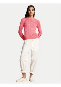 Polo Ralph Lauren Sweter 211935303001 Różowy Slim Fit. Typ kołnierza: polo. Kolor: różowy. Materiał: bawełna #3