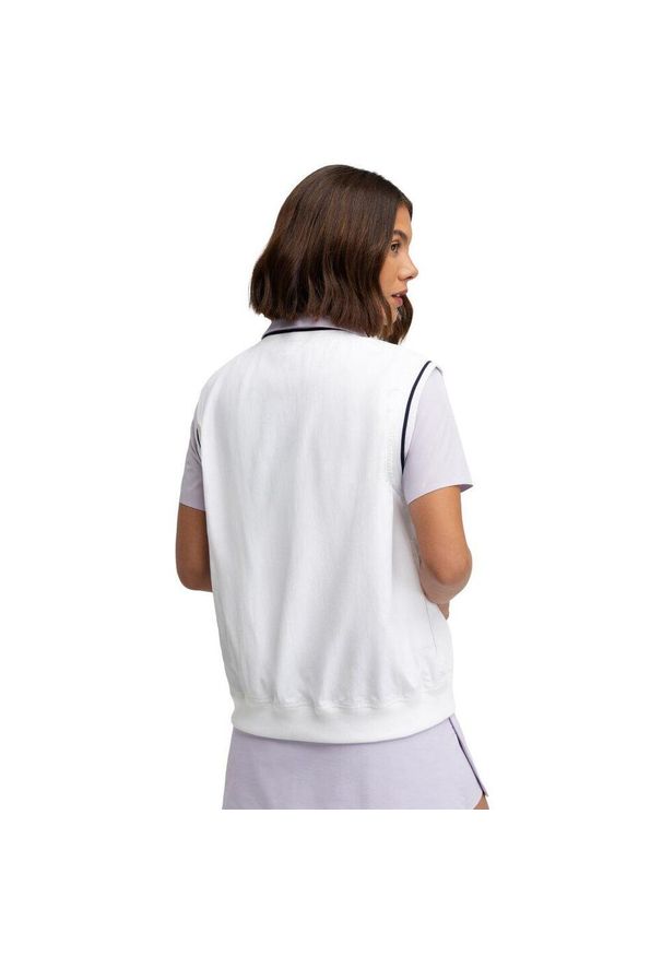 SIROKO - Damska wiatroszczelna kamizelka golfowa Siroko Grace White. Typ kołnierza: dekolt w serek, golf. Kolor: biały. Sport: golf