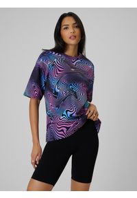 4f - 4F T-shirt oversize z nadrukiem damski - multikolor M. Okazja: na co dzień. Kolor: wielokolorowy. Materiał: materiał, bawełna, jeans, dzianina. Wzór: nadruk. Styl: klasyczny, casual #1