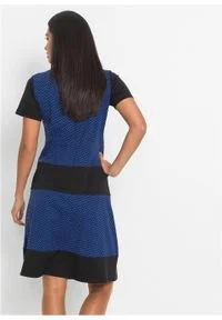 Sukienka z dżerseju bonprix czarno-niebieski z nadrukiem. Kolor: czarny. Materiał: jersey. Wzór: nadruk. Styl: elegancki #5