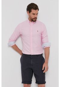 Polo Ralph Lauren - Koszula bawełniana. Typ kołnierza: polo. Kolor: różowy. Materiał: bawełna #4