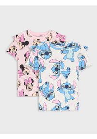 Sinsay - Bawełniana koszulka z falbanami Disney 2 pack - wielobarwny. Materiał: bawełna. Wzór: motyw z bajki #1