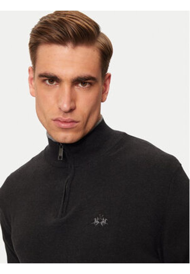 La Martina Sweter ZMS003 YW091 Szary Regular Fit. Kolor: szary. Materiał: bawełna