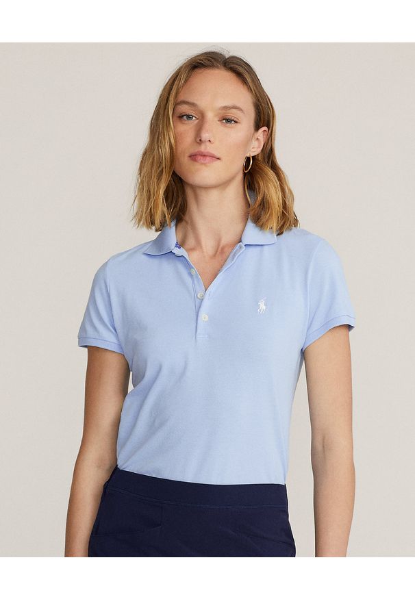 Ralph Lauren - RALPH LAUREN - Niebieska koszulka Polo Tailored Fit z logo. Typ kołnierza: polo. Kolor: niebieski. Materiał: bawełna, elastan. Styl: klasyczny
