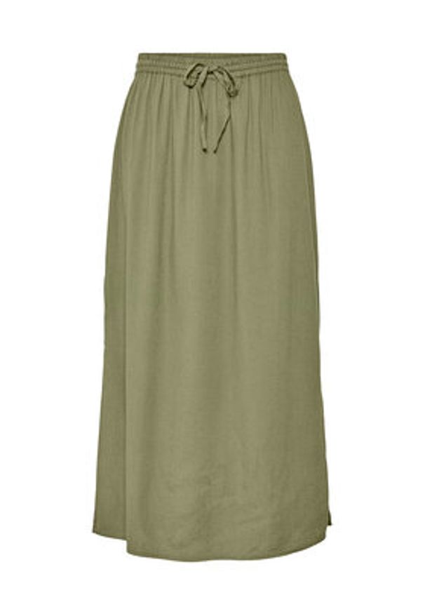 Pieces Spódnica midi Pia 17151888 Zielony Regular Fit. Kolor: zielony. Materiał: wiskoza, len