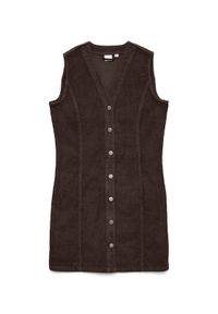 Vero Moda Sukienka codzienna Eden 10333959 Brązowy Regular Fit. Okazja: na co dzień. Kolor: brązowy. Materiał: bawełna. Typ sukienki: proste. Styl: casual