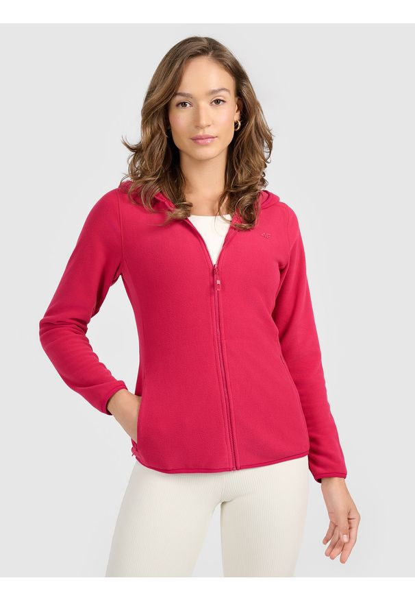 4f - 4F Polar slim z kapturem damski - różowy M. Typ kołnierza: kaptur. Kolor: różowy. Materiał: polar. Sport: fitness