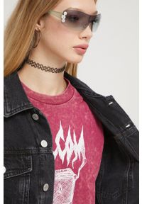 Tommy Jeans kurtka jeansowa damska kolor czarny przejściowa oversize. Kolor: czarny. Materiał: bawełna, denim #4