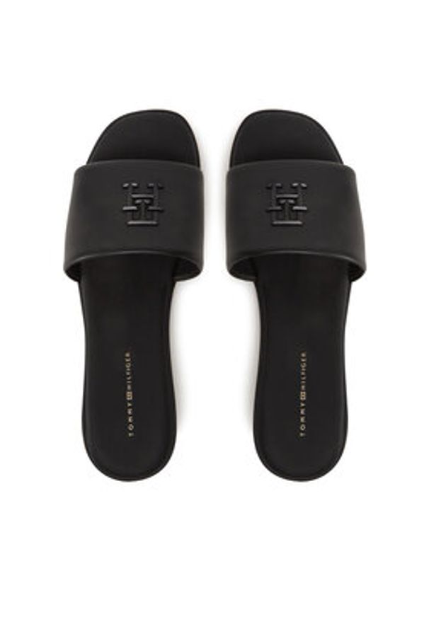 TOMMY HILFIGER - Tommy Hilfiger Klapki Th Logo Hardware Leather Mule FW0FW08806 Czarny. Kolor: czarny. Materiał: skóra