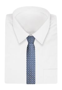 Męski Krawat Angelo di Monti - Niebieski w Kratkę. Kolor: niebieski. Materiał: tkanina. Wzór: kratka. Styl: elegancki, wizytowy #2