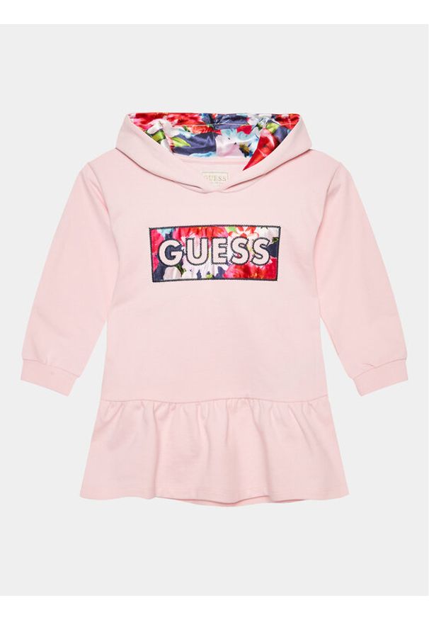 Guess Sukienka codzienna K3YK19 KA6R4 Różowy Regular Fit. Okazja: na co dzień. Kolor: różowy. Materiał: bawełna. Typ sukienki: proste. Styl: casual