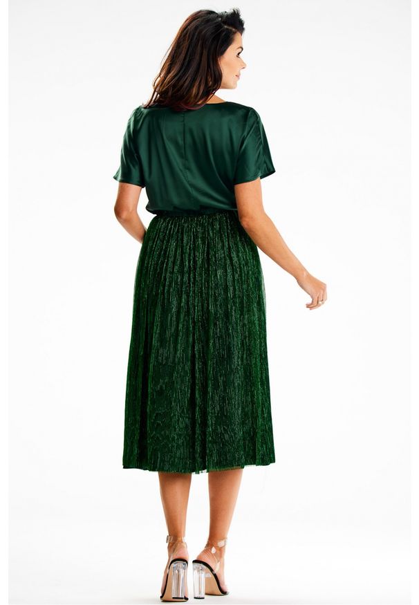 Awama - Elegancka sukienka midi z kimonowym rękawem zielona. Kolor: zielony. Styl: elegancki. Długość: midi