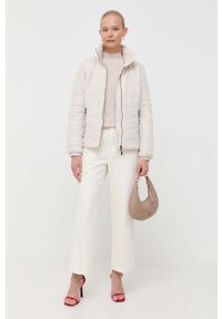 Armani Exchange sweter z domieszką wełny damski kolor złoty lekki z półgolfem. Kolor: złoty. Materiał: wełna. Wzór: ze splotem #4