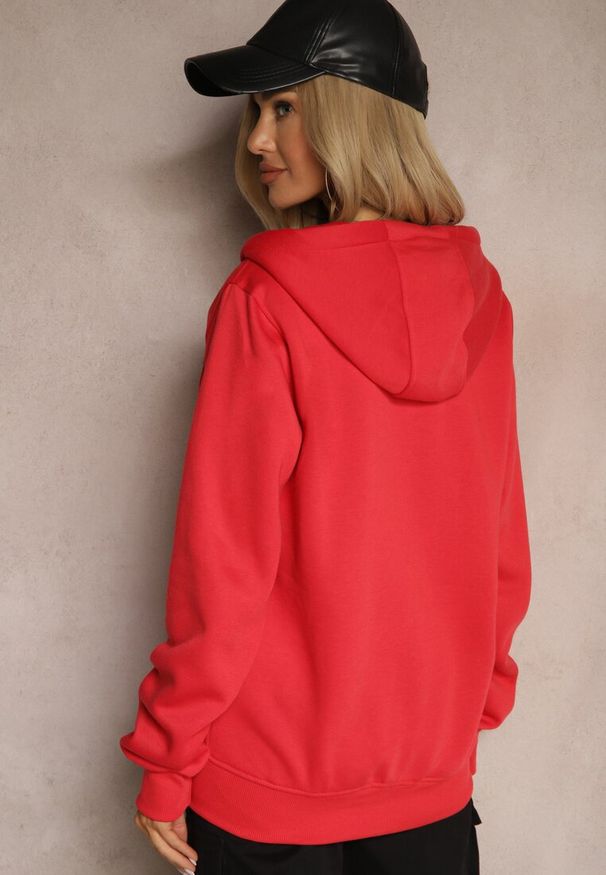 Renee - Czerwona Casualowa Rozpinana Bluza z Kapturem i Polarem Shuberta. Okazja: na co dzień. Typ kołnierza: kaptur. Kolor: czerwony. Materiał: polar. Długość rękawa: długi rękaw. Długość: długie. Styl: casual