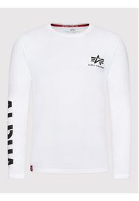 Alpha Industries Longsleeve Print Heavy 116570 Biały Regular Fit. Kolor: biały. Materiał: bawełna. Długość rękawa: długi rękaw. Wzór: nadruk #3