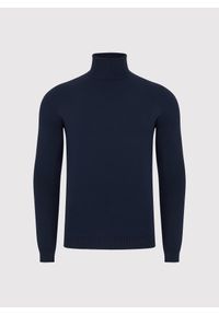 Pako Lorente - PAKO LORENTE - Granatowy gładki golf męski. Typ kołnierza: golf. Kolor: beżowy, niebieski. Materiał: elastan, poliamid, bawełna. Wzór: gładki. Sezon: jesień #5