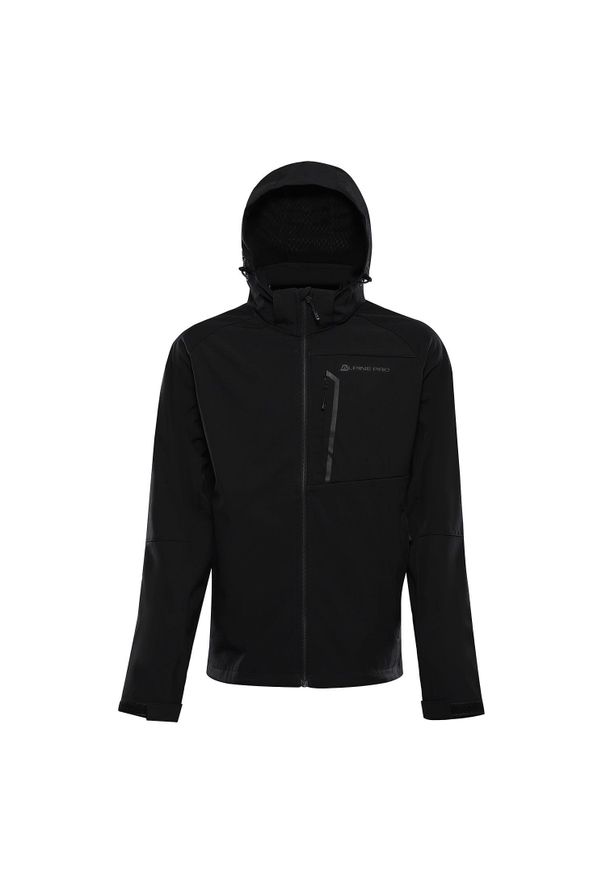 ALPINE PRO - Kurtka męska trekkingowa softshell Alpine Pro Hoor. Kolor: czarny. Materiał: softshell. Sport: turystyka piesza