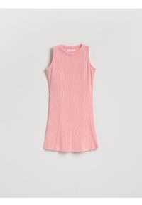 Reserved - Sukienka z efektem sprania - różowy. Kolor: różowy. Materiał: bawełna #1