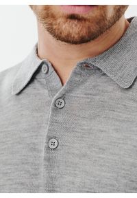 Pako Lorente - PAKO LORENTE – Męski szary sweter z kołnierzykiem polo. Typ kołnierza: polo. Kolor: szary, niebieski. Materiał: wełna, akryl, poliamid. Wzór: melanż. Sezon: jesień, zima #5