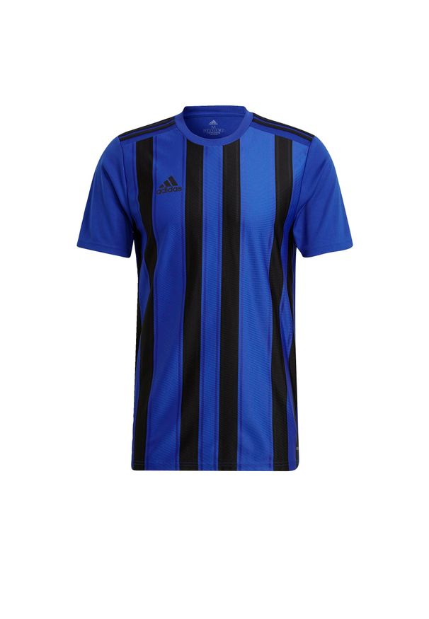 Koszulka do piłki nożnej męska Adidas Striped 21. Kolor: czarny, niebieski, wielokolorowy. Wzór: paski. Sport: piłka nożna