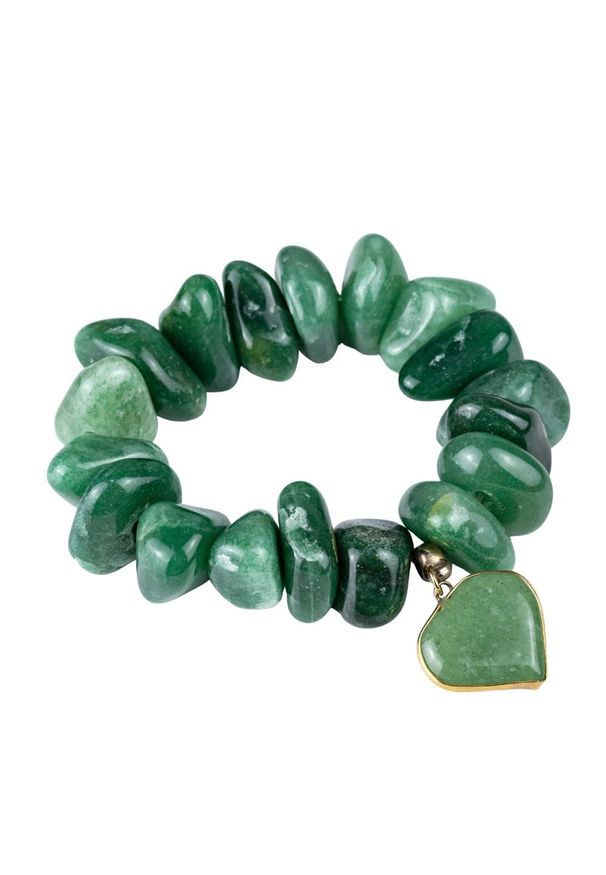 Samba Gems - SAMBA Bransoletka kwarc zielony serce. Materiał: pozłacane, złote, z mosiądzu, metalowe. Kolor: zielony. Wzór: geometria. Kamień szlachetny: kwarc