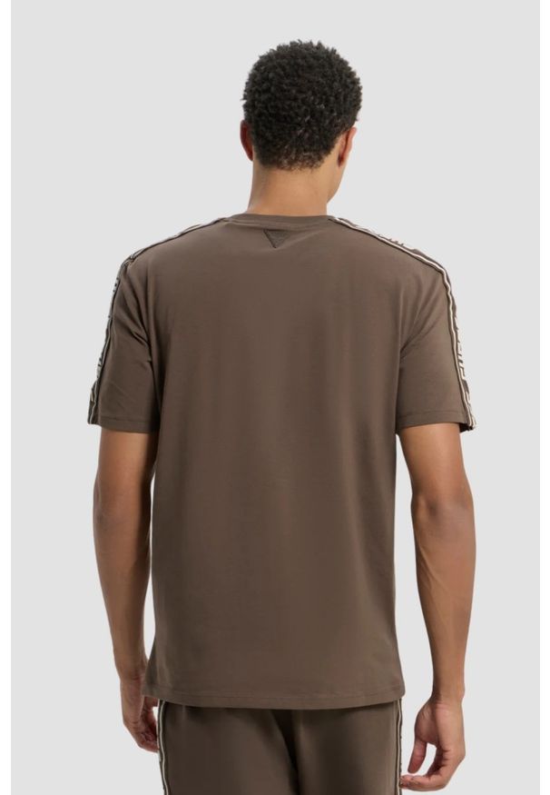Guess - GUESS Brązowy męski t-shirt Arlo, Rozmiar XL. Kolor: brązowy