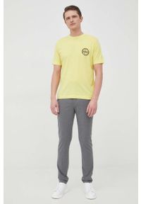 BOSS t-shirt 50469499 męski kolor żółty z nadrukiem. Kolor: żółty. Materiał: skóra, włókno. Wzór: nadruk #5