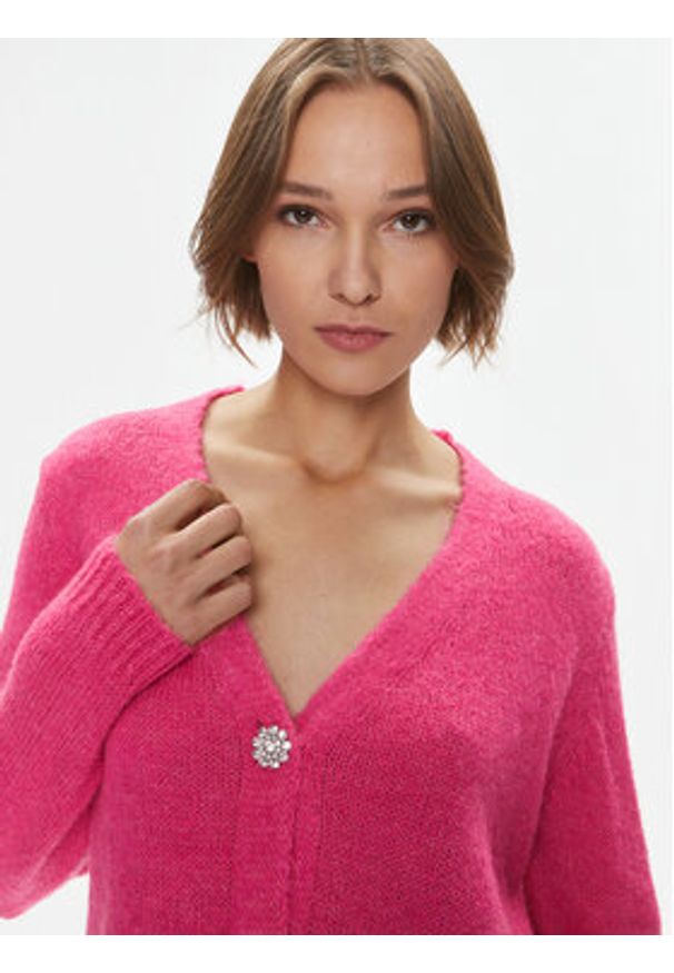 Please Kardigan M49778487 Różowy Regular Fit. Kolor: różowy. Materiał: syntetyk