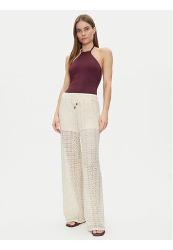 Vero Moda Spodnie materiałowe Maya 10325044 Beżowy Wide Leg. Kolor: beżowy. Materiał: syntetyk
