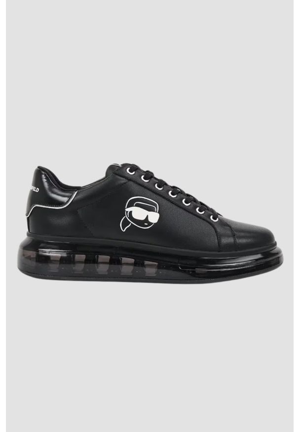 Karl Lagerfeld - KARL LAGERFELD Czarne męskie sneakersy skórzane Kapri Kushion NFT. Okazja: na co dzień. Kolor: czarny. Materiał: skóra