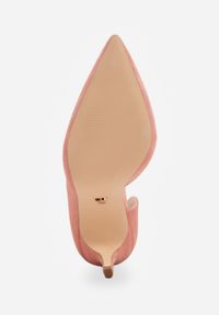 Renee - Różowe Szpilki Vices z Wkładką ze Skóry Naturalnej Ozdobione Wycięciem Oliritia. Okazja: na co dzień. Kolor: różowy. Materiał: skóra. Wzór: aplikacja. Obcas: na szpilce. Styl: casual #2