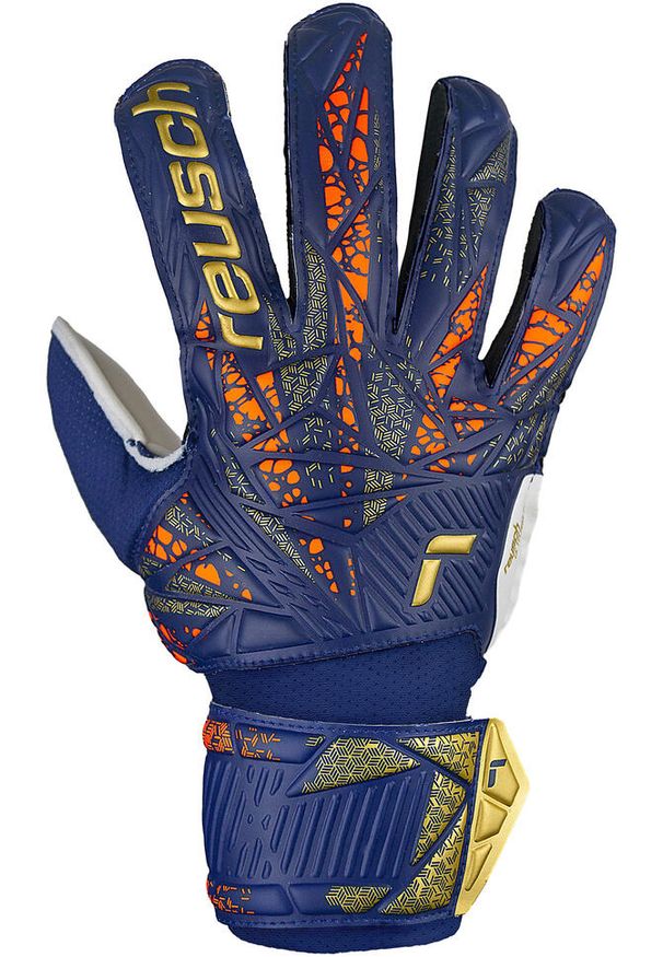 Reusch - Rękawice bramkarskie dziecięce REUSCH Attrakt Solid Junior. Kolor: żółty, wielokolorowy, niebieski. Sport: piłka nożna