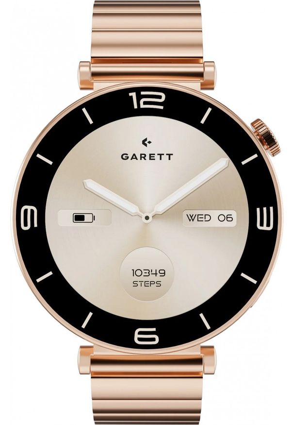 GARETT - Garett Rose Różowe złoto stalowy. Rodzaj zegarka: smartwatch. Kolor: różowy, szary, wielokolorowy, złoty. Materiał: skóra. Styl: elegancki, casual, sportowy