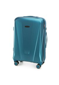 Wittchen - Średnia walizka z polikarbonu geometryczna. Kolor: niebieski. Materiał: guma. Wzór: geometria #4
