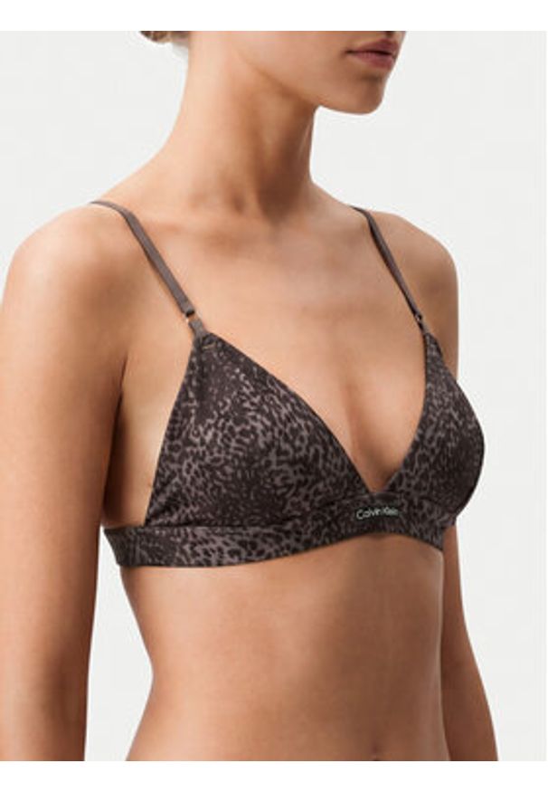 Calvin Klein Underwear Biustonosz braletka Signature Satin LV00QF8392 Brązowy. Kolor: brązowy. Materiał: syntetyk