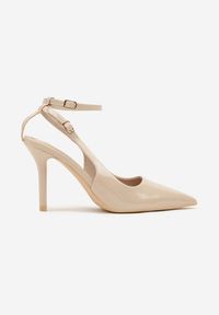 Renee - Beżowe Sandały Lakierowane Vices na Szpilce Typu Slingback Dolenita. Okazja: na co dzień, na spacer. Nosek buta: szpiczasty. Zapięcie: sprzączka. Kolor: beżowy. Materiał: lakier. Sezon: lato. Obcas: na szpilce. Styl: klasyczny, casual #4