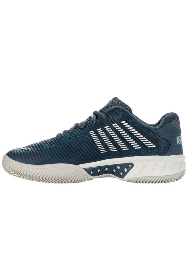 Buty do tenisa męskie K-Swiss Hypercourt Express 2 Hb. Zapięcie: sznurówki. Kolor: wielokolorowy, niebieski, szary. Materiał: materiał, syntetyk, tkanina. Szerokość cholewki: normalna. Sport: tenis