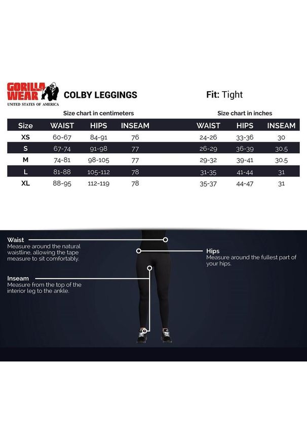 GORILLA WEAR - Colby Leginsy - Czarny. Kolor: czarny. Sport: fitness