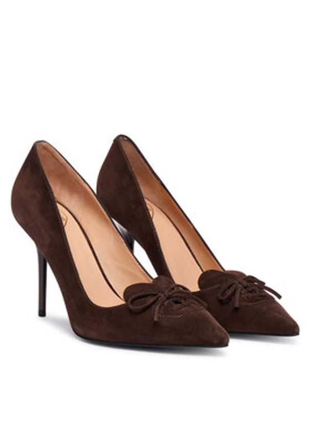 Love Moschino - LOVE MOSCHINO Szpilki JA10449G0NJA0313 Brązowy. Kolor: brązowy. Materiał: skóra, zamsz. Obcas: na szpilce