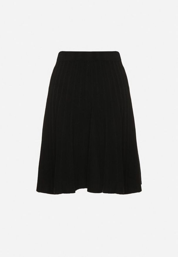Born2be - Czarna Rozkloszowana Spódnica z Kaszmirem i Wysokim Stanem Agrea. Okazja: na co dzień. Stan: podwyższony. Kolor: czarny. Materiał: kaszmir. Styl: casual, elegancki