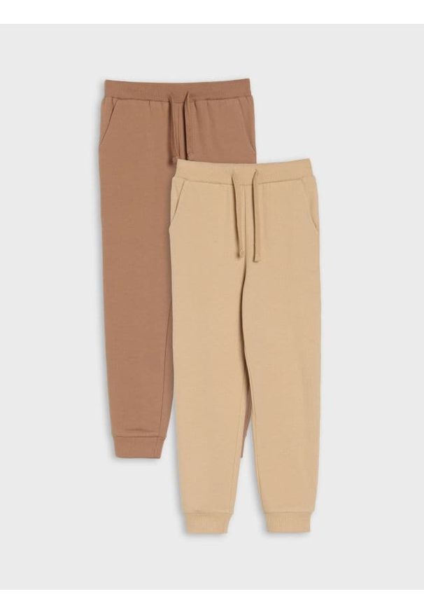 Sinsay - Spodnie dresowe 2 pack - brązowy. Kolor: brązowy. Materiał: dresówka
