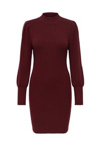 only - ONLY Sukienka dzianinowa Katia 15232502 Bordowy Comfort Fit. Kolor: czerwony. Materiał: syntetyk #3