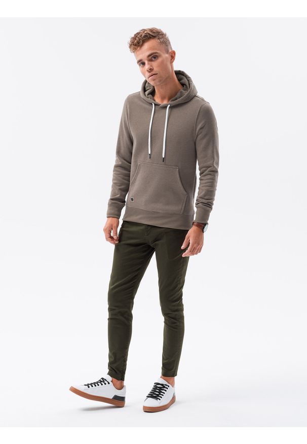 Ombre Clothing - Bluza męska z kapturem BASIC B979 - kawowa - XXL. Typ kołnierza: kaptur. Kolor: brązowy. Materiał: poliester, bawełna. Styl: klasyczny