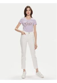 Guess T-Shirt W4GI30 J1314 Fioletowy Slim Fit. Kolor: fioletowy. Materiał: bawełna