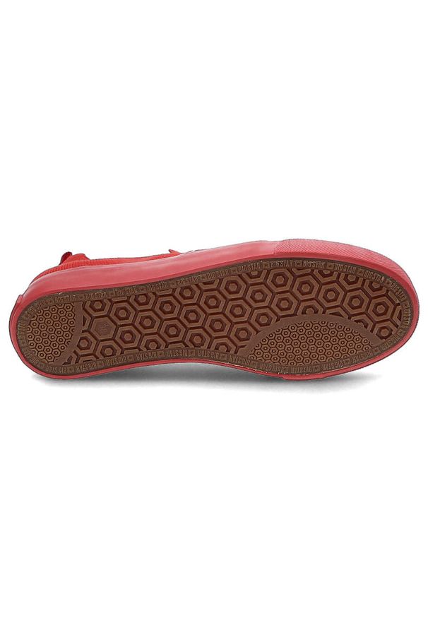 Big-Star - Czerwone Tenisówki Big Star Modne Buty Damskie Półbuty. Zapięcie: bez zapięcia. Kolor: czerwony. Materiał: materiał. Szerokość cholewki: normalna. Styl: elegancki