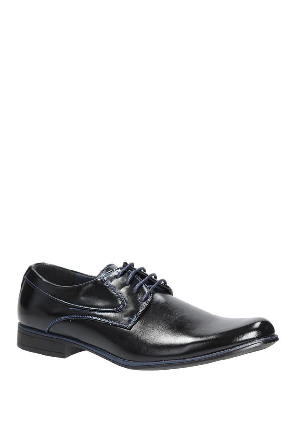 Casu - Czarne buty wizytowe sznurowane casu mxc393. Kolor: wielokolorowy, niebieski, czarny. Styl: wizytowy