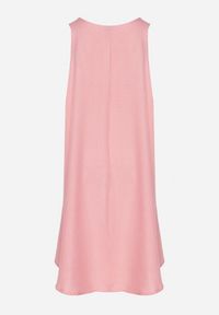 Born2be - Różowa Rozkloszowana Klasyczna Sukienka Lunetira. Okazja: na co dzień, na spacer. Kolor: różowy. Materiał: jeans. Typ sukienki: proste. Styl: klasyczny #7