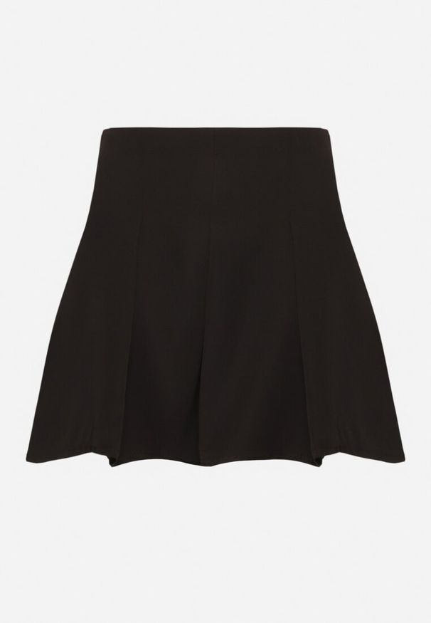 Born2be - Czarna Spódnica Mini Trapezowa z Zakładkami Zanirria. Kolor: czarny. Styl: elegancki