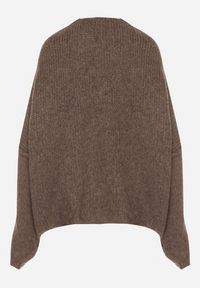 Born2be - Jasnobrązowy Nietoperzowy Kardigan Bez Zapięć z Domieszką Wełny i Wiskozy Rallisa. Okazja: na co dzień. Kolor: brązowy. Materiał: wełna, wiskoza. Wzór: gładki. Styl: casual #7