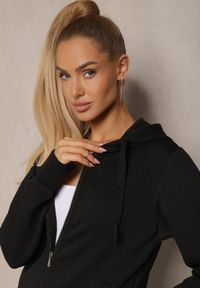 Renee - Czarny Casualowy Komplet Dresowy z Domieszką Bawełny Bluza z Kapturem i Spodnie Joggery Sineva. Kolor: czarny. Materiał: dresówka, bawełna #4